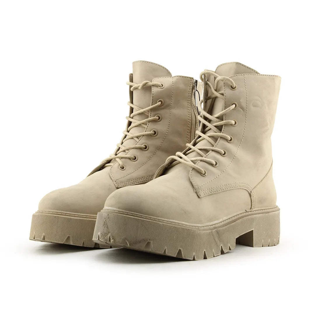 Bershka Zipper Lace Up Ankle Boot | 100% Authentic Leather