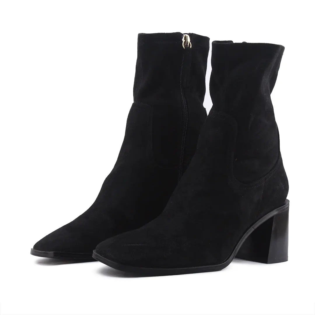 Zara Zipper Suede Ankle Boot
