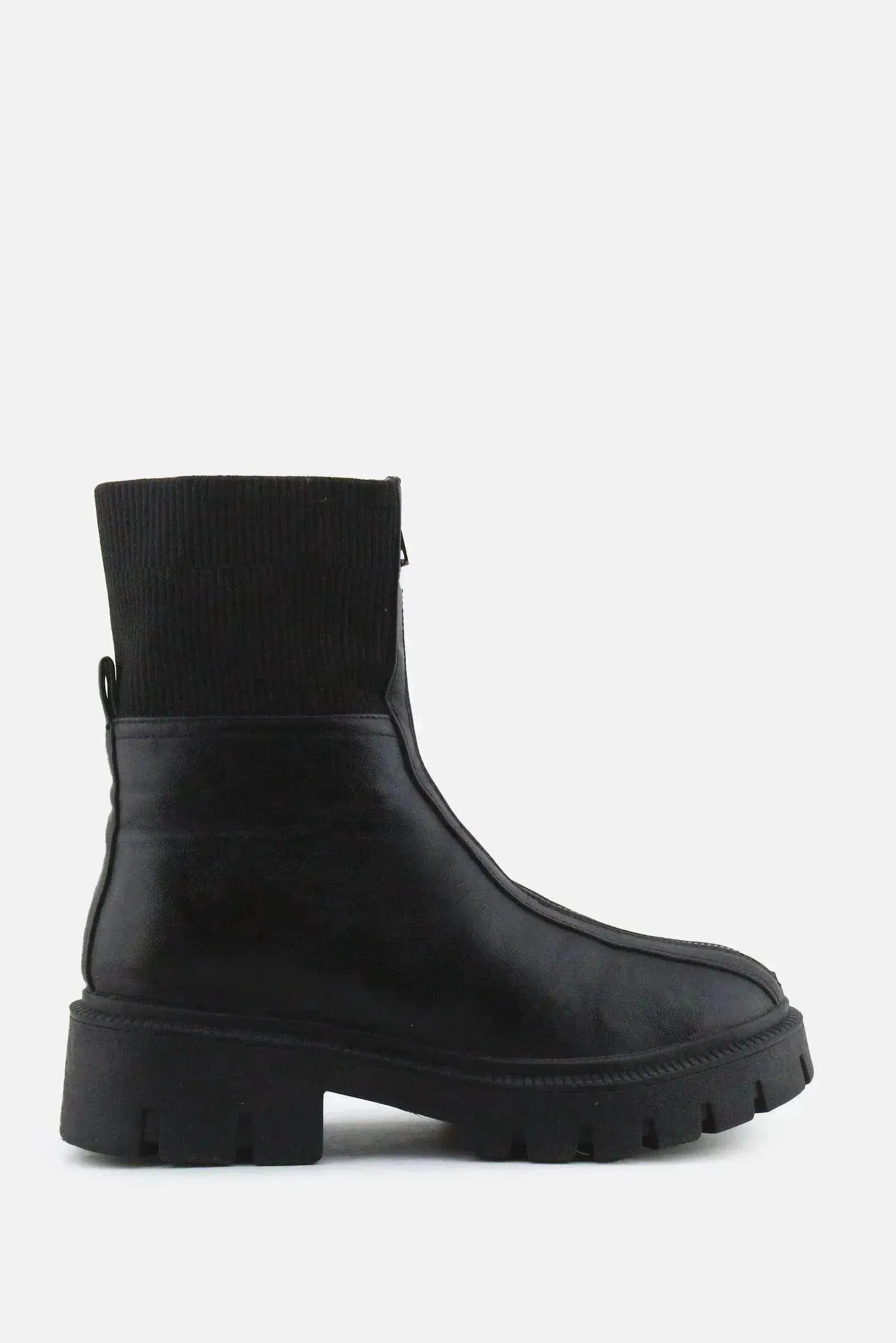 Jenny Fairy Zipper Stretchable Combat Ankle Boots | 100% Authentic Leather - sundaybazar