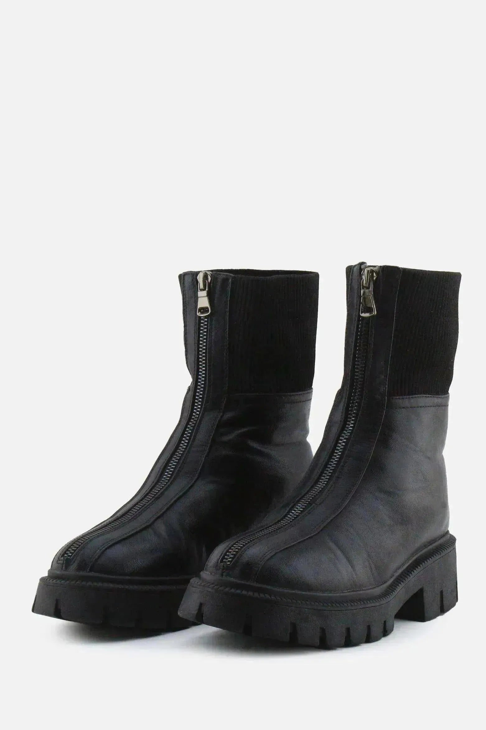 Jenny Fairy Zipper Stretchable Combat Ankle Boots | 100% Authentic Leather - sundaybazar
