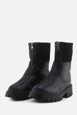 Jenny Fairy Zipper Stretchable Combat Ankle Boots | 100% Authentic Leather - sundaybazar