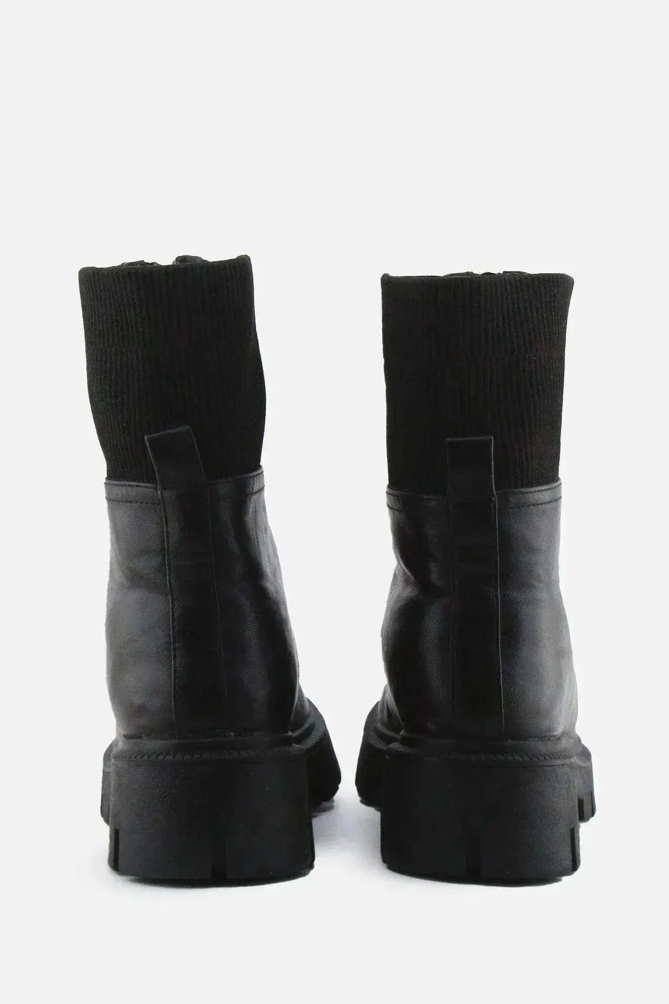 Jenny Fairy Zipper Stretchable Combat Ankle Boots | 100% Authentic Leather - sundaybazar
