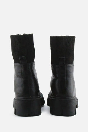 Jenny Fairy Zipper Stretchable Combat Ankle Boots | 100% Authentic Leather - sundaybazar