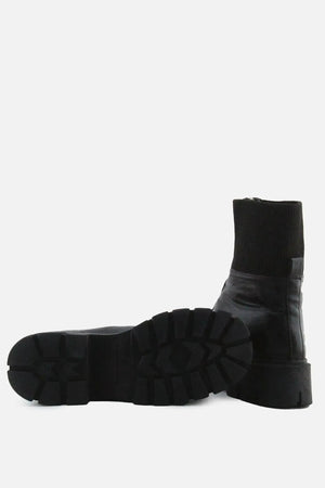 Jenny Fairy Zipper Stretchable Combat Ankle Boots | 100% Authentic Leather - sundaybazar