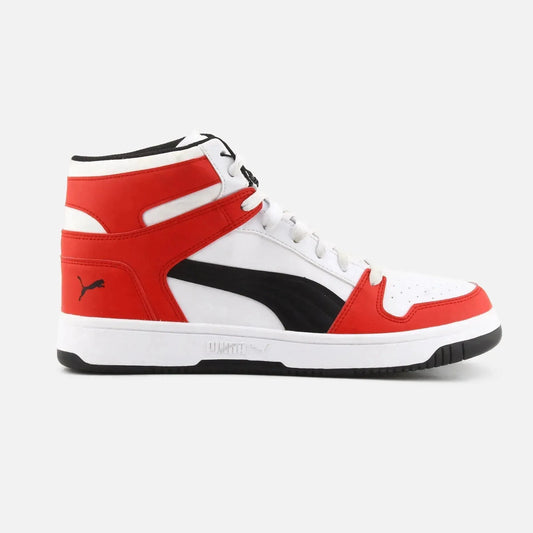 Puma Men's Rebound Layup Mid Basketball Shoes Red Black White