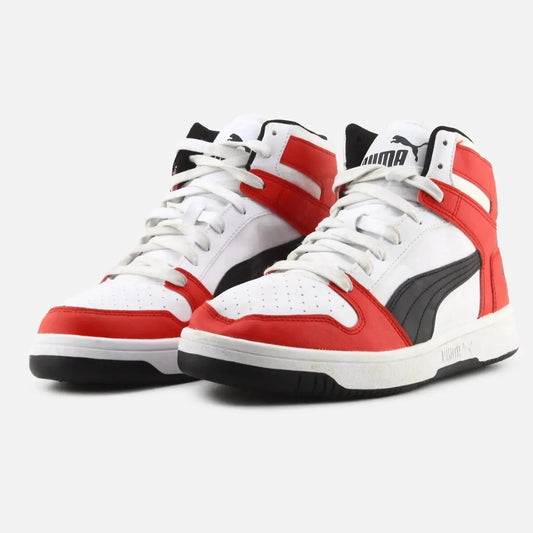 Puma Men's Rebound Layup Mid Basketball Shoes Red Black White