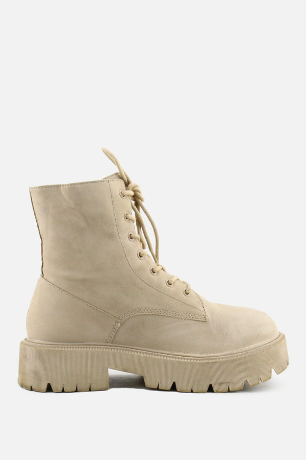 Bershka Zipper Laces Combat Ankle Boots | 100% Authentic Leather