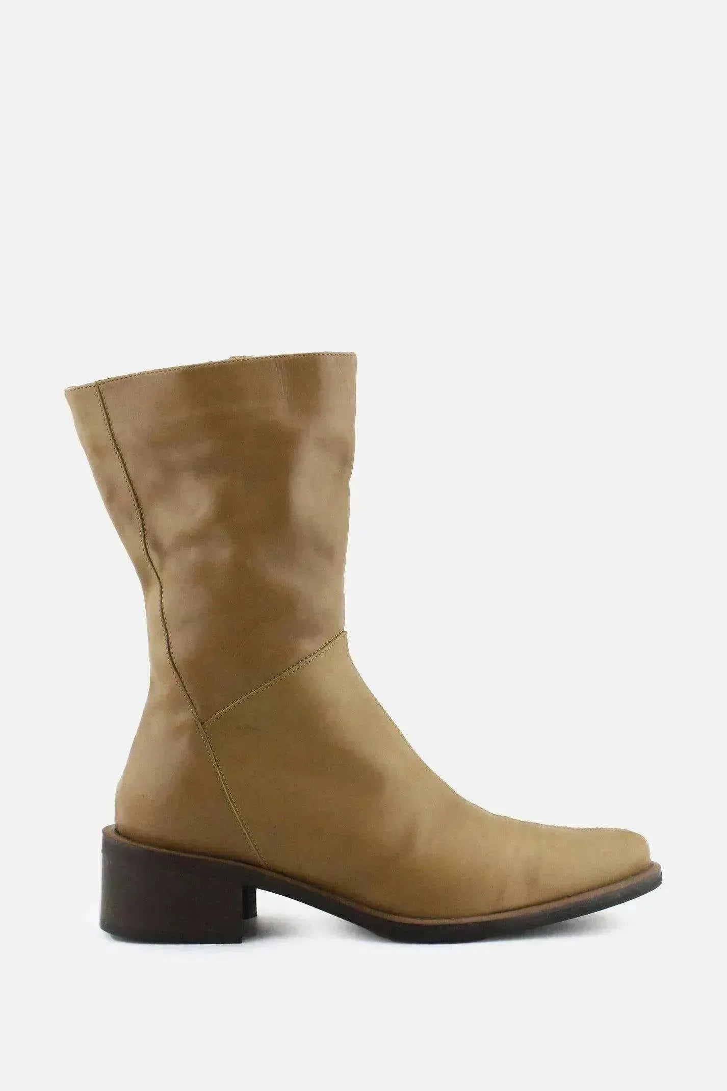 Vera Goma Zipper Block Ankle Boots | 100% Authentic Leather - sundaybazar