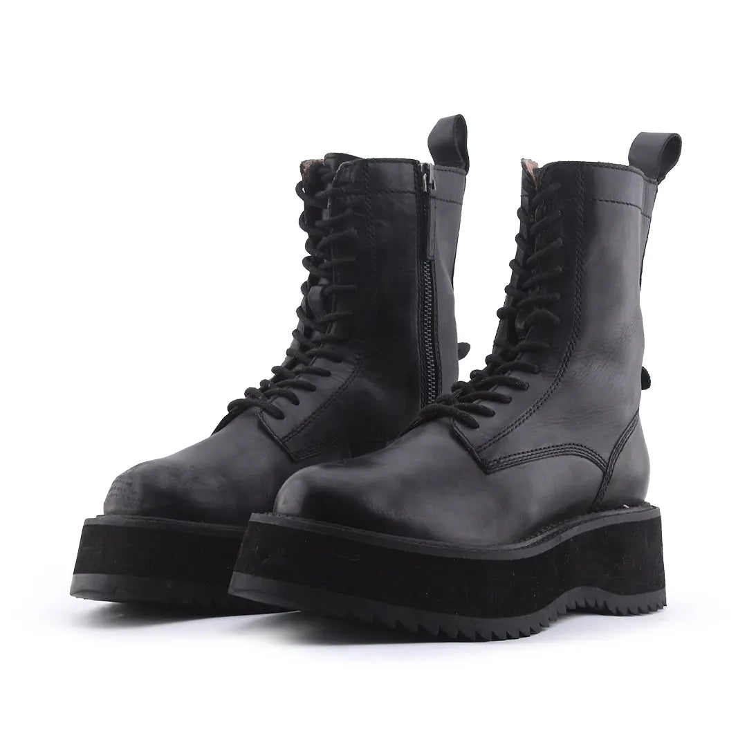 Zara Zipper Lace Up Ankle Boot | 100% Authentic Leather