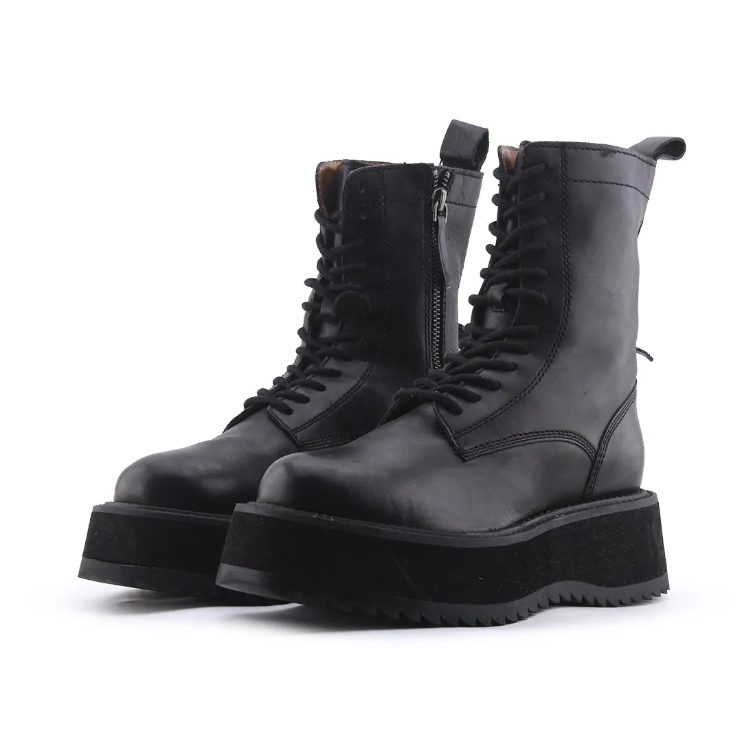 Zara Zipper Lace Up Ankle Boot | 100% Authentic Leather