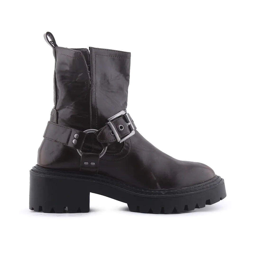 Stradivarius Buckle Strap Ankle Boot | 100% Authentic Leather