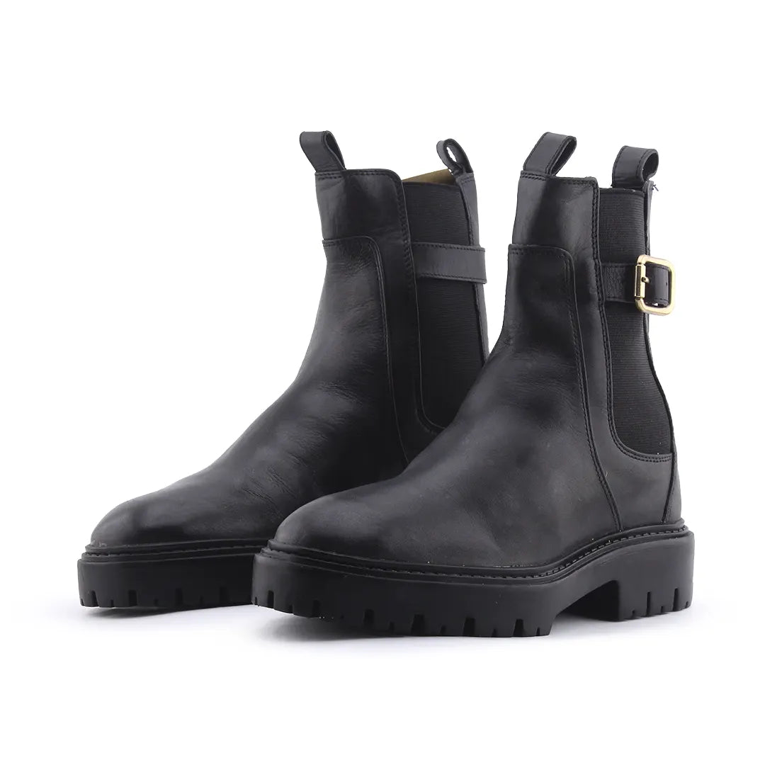 Zara Stretchable Buckle Strap Ankle Boot | 100% Authentic Leather