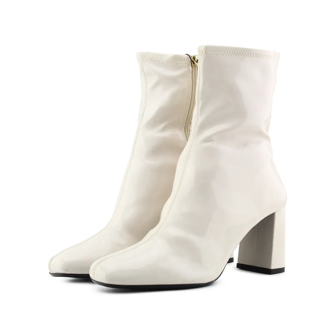 Bershka Zipper Patent Ankle Boot