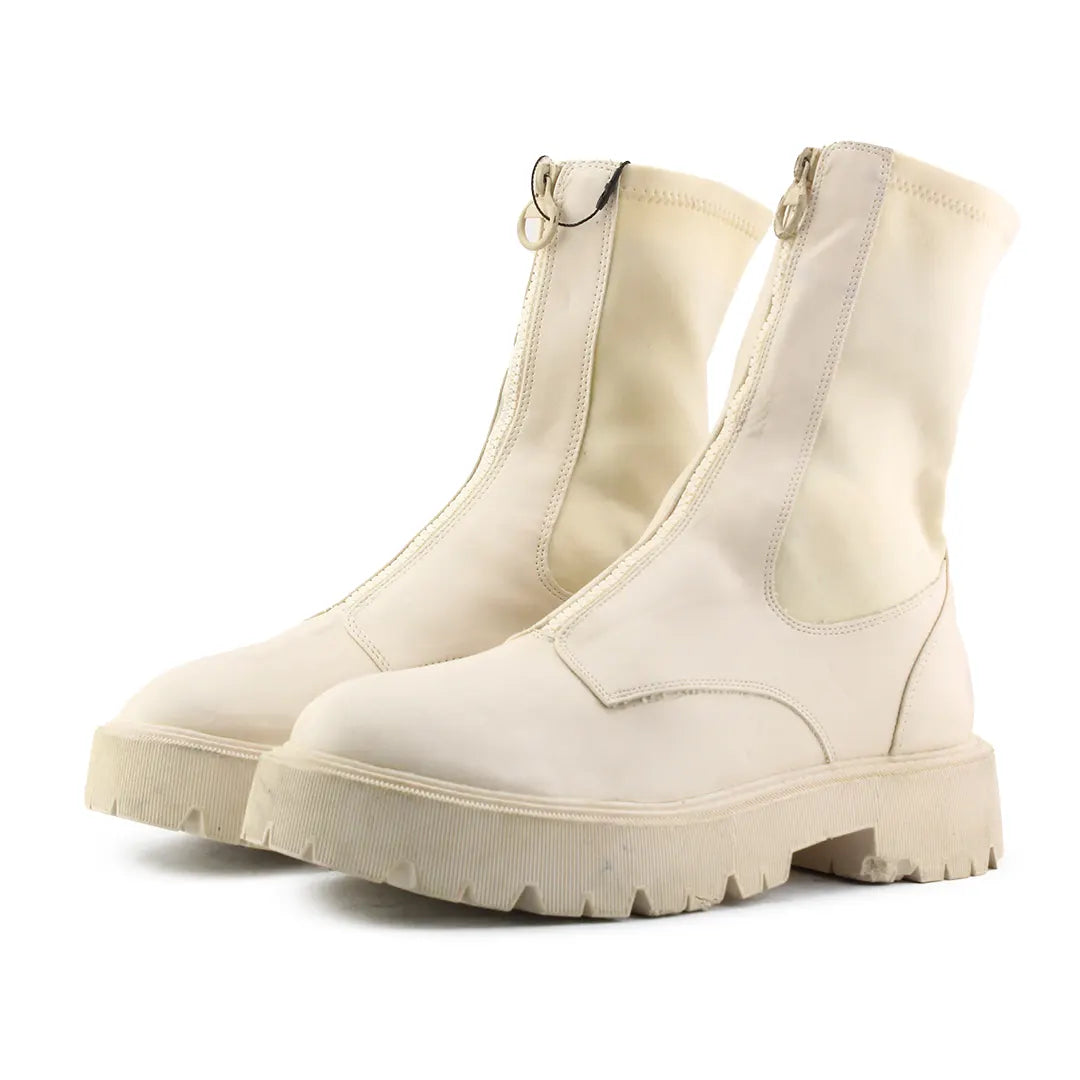 Bershka Zipper Stretchable Ankle Boot | 100% Authentic Leather