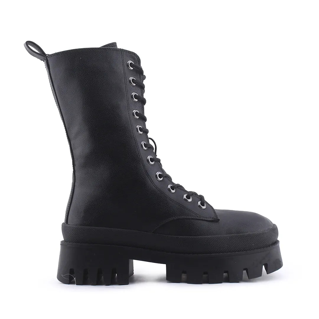 Bershka Zipper Lace Up Ankle Boot | 100% Authentic Leather