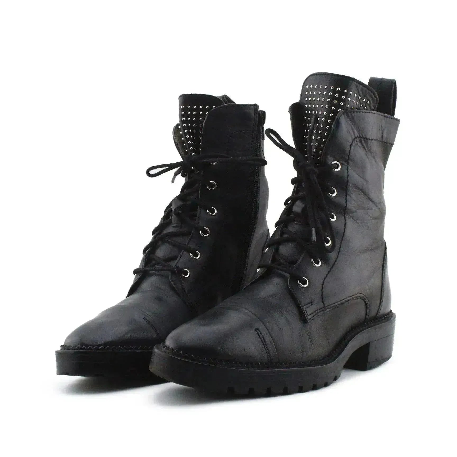 Zara Zipper Laces Ankle Boots | 100% Authentic Leather - sundaybazar