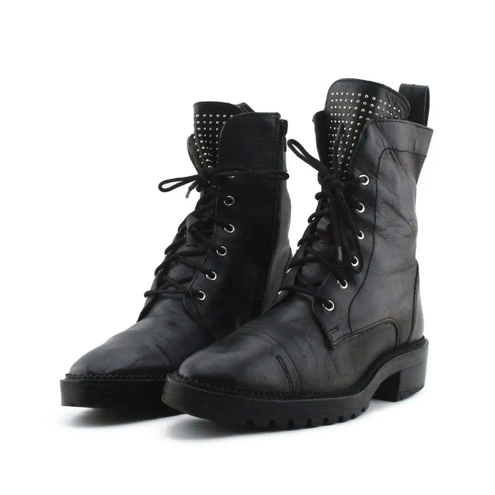 Zara Zipper Laces Ankle Boots | 100% Authentic Leather - sundaybazar