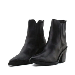 Zara Stretchable Block Heels Ankle Boots | 100% Authentic Leather - sundaybazar