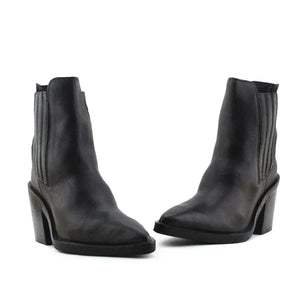 Zara Stretchable Block Heels Ankle Boots | 100% Authentic Leather - sundaybazar