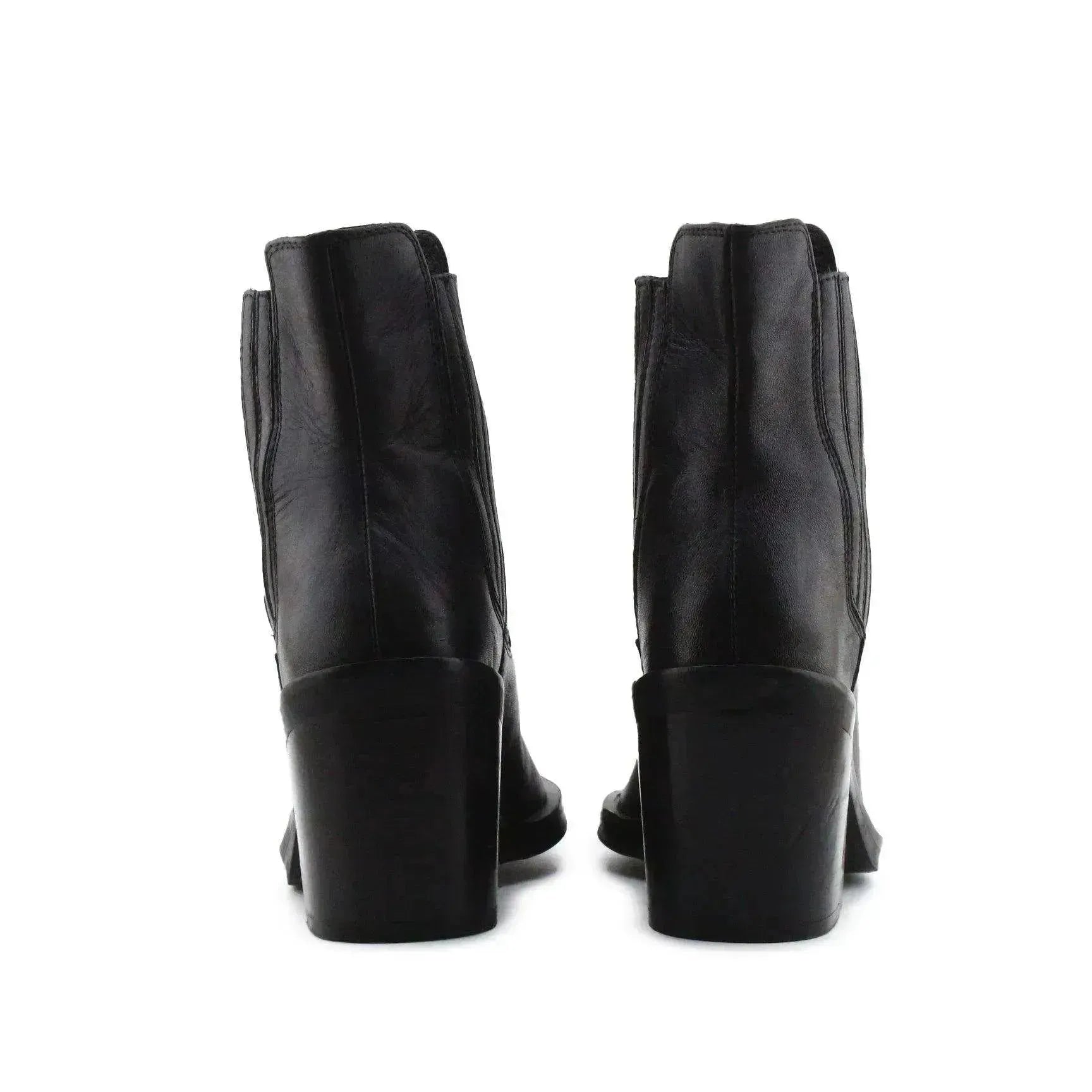 Zara Stretchable Block Heels Ankle Boots | 100% Authentic Leather - sundaybazar