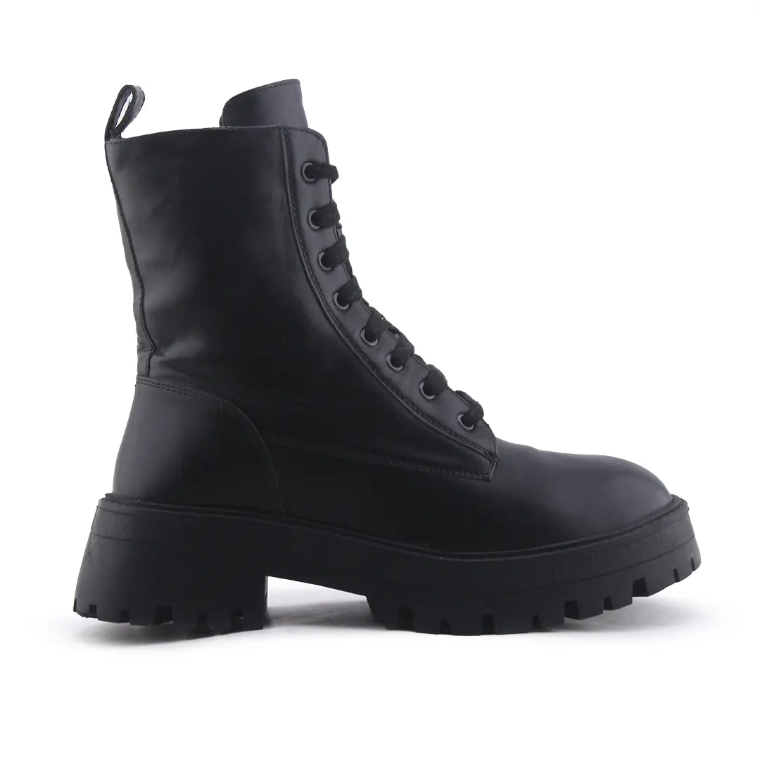 Pull & Bear Zipper Lace Up Ankle Boot | 100% Authentic Leather