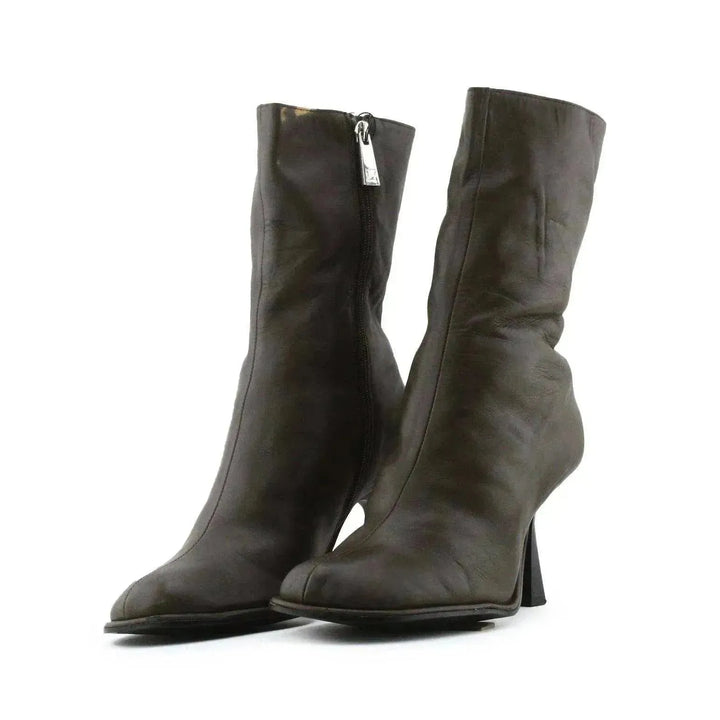 Zara Zipper Stilettos Heels Ankle Boots | 100% Authentic Leather - sundaybazar