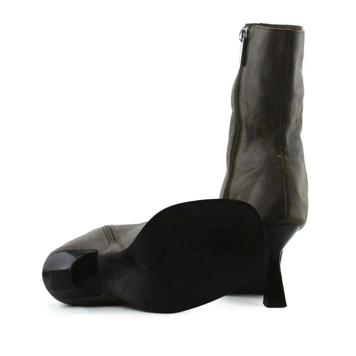 Zara Zipper Stilettos Heels Ankle Boots | 100% Authentic Leather - sundaybazar