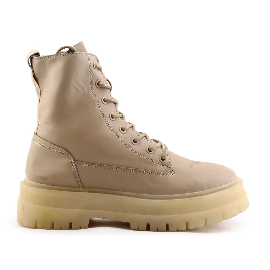 Stradivarius Zipper Lace Up Ankle Boot | 100% Authentic Leather