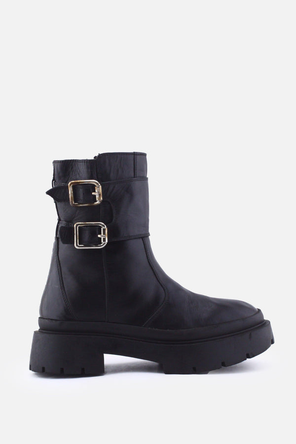 Zara Zipper Buckle Straps Combat Ankle Boots | 100% Authentic Leather