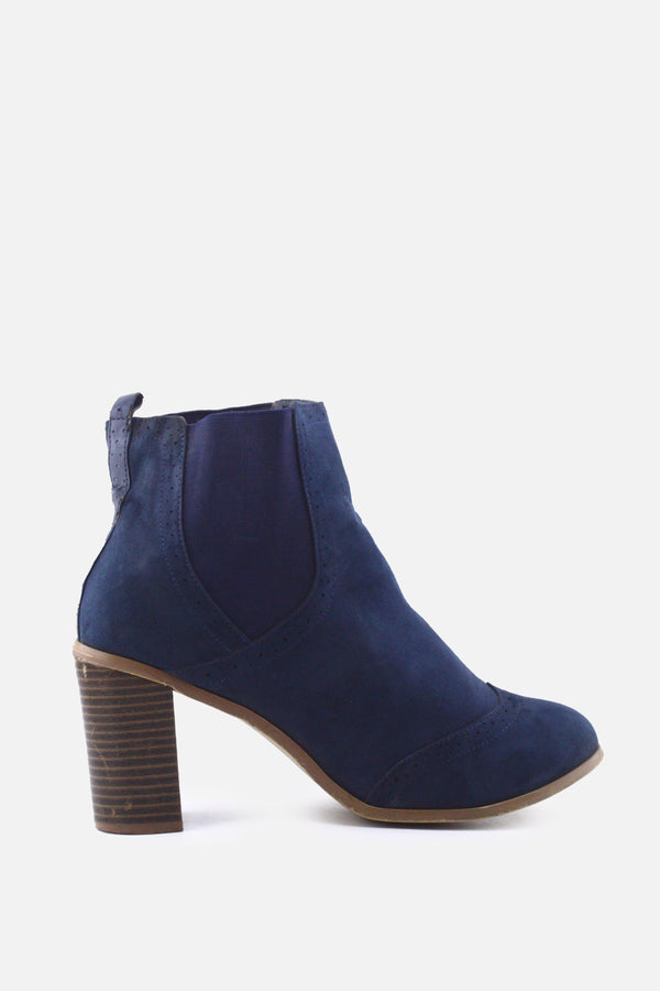 European Brand Stretchable Block Ankle Boots | Suede