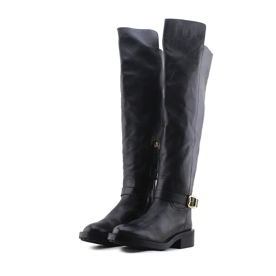 Zara Zipper Buckle Strap Over The Knee Boot | 100% Authentic Leather
