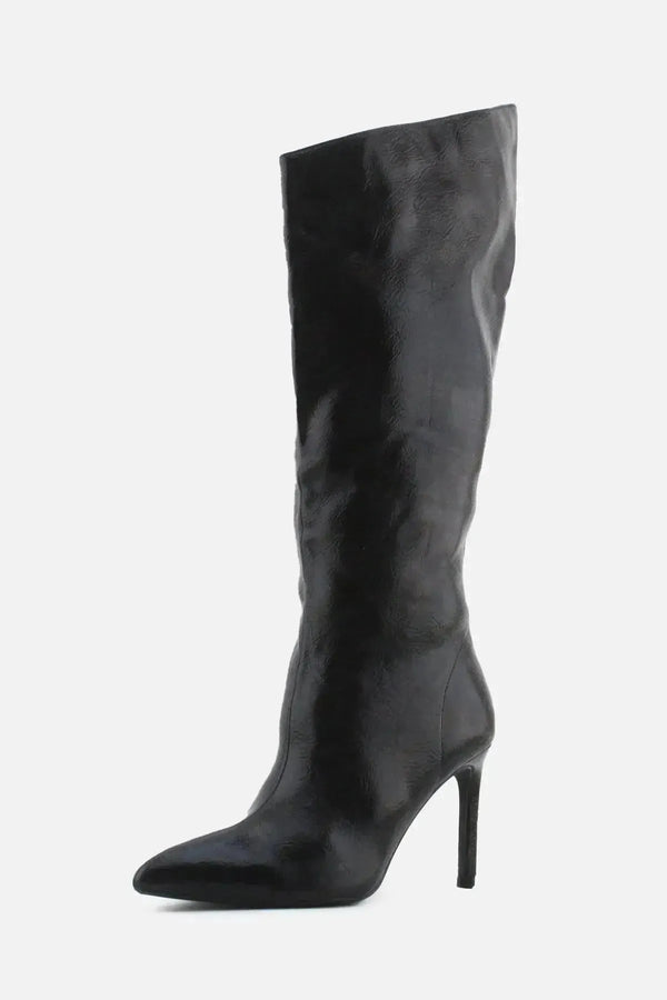 Bershka Zipper Stilettos Heels Knee High Boots | 100% Synthetic Leather