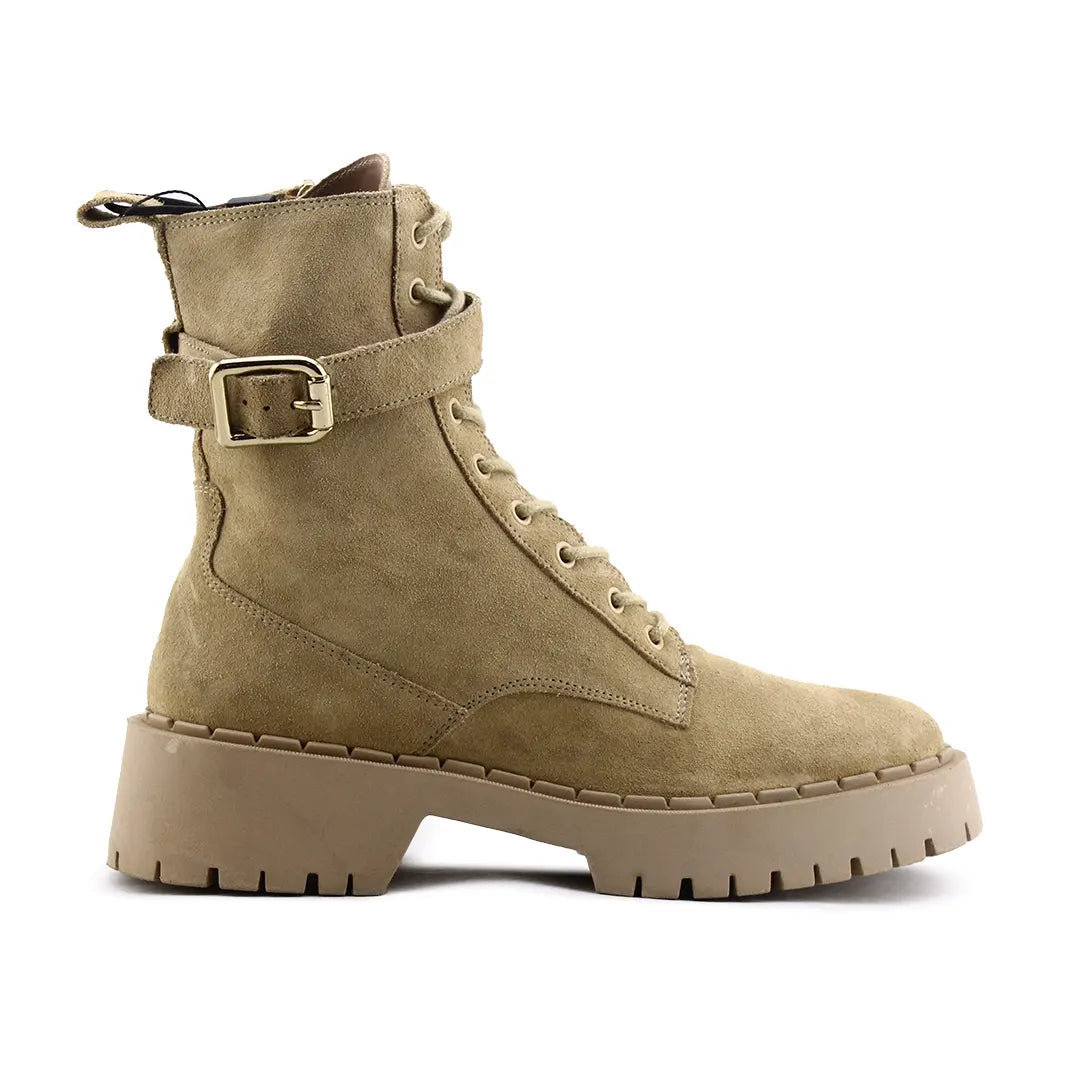 Zara Zipper Lace Up Buckle Strap Suede Ankle Boot