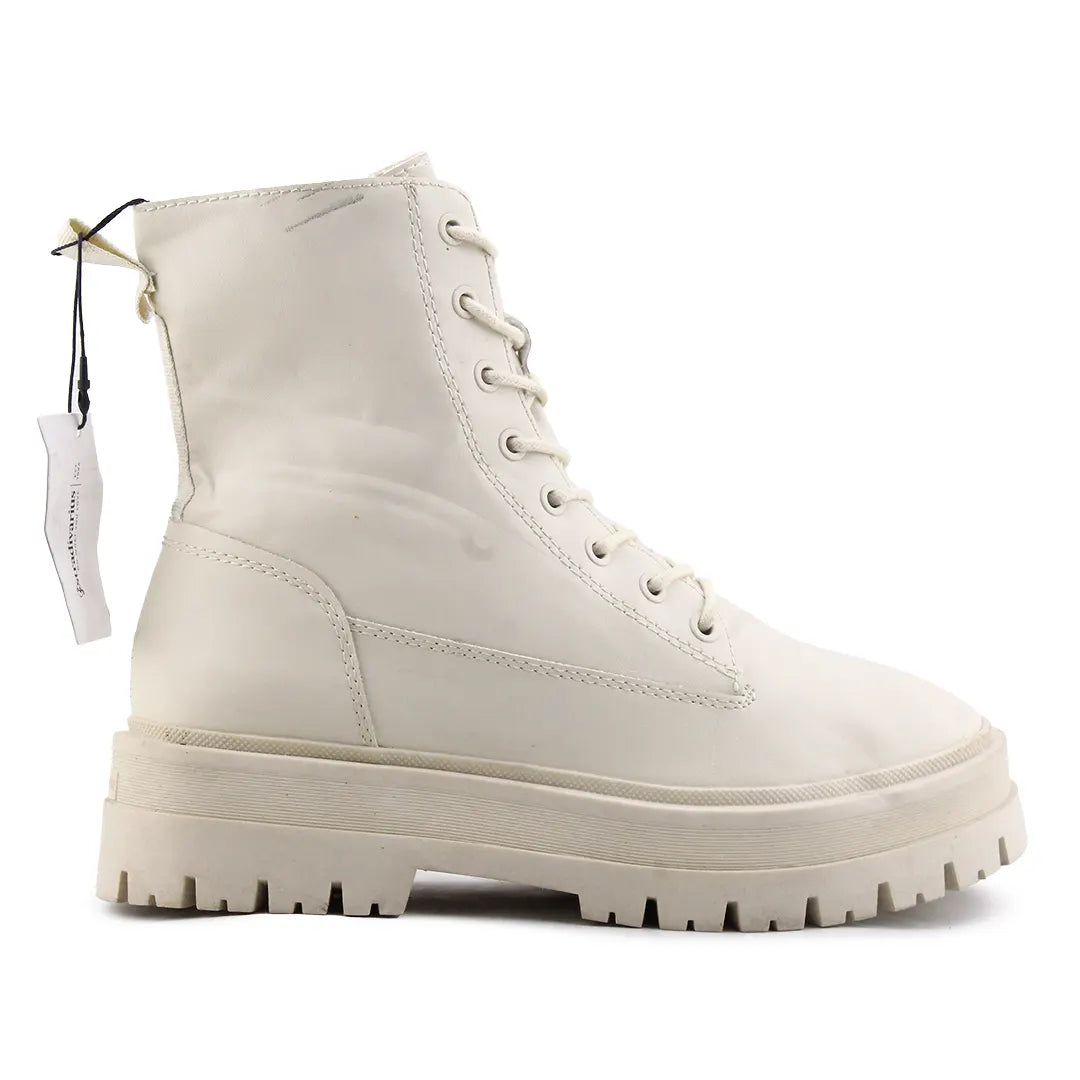 Stradivarius Zipper Lace Up Ankle Boot | 100% Authentic Leather