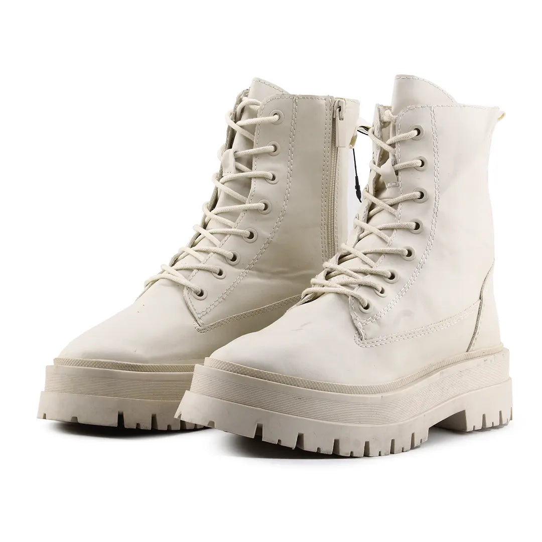 Stradivarius Zipper Lace Up Ankle Boot | 100% Authentic Leather