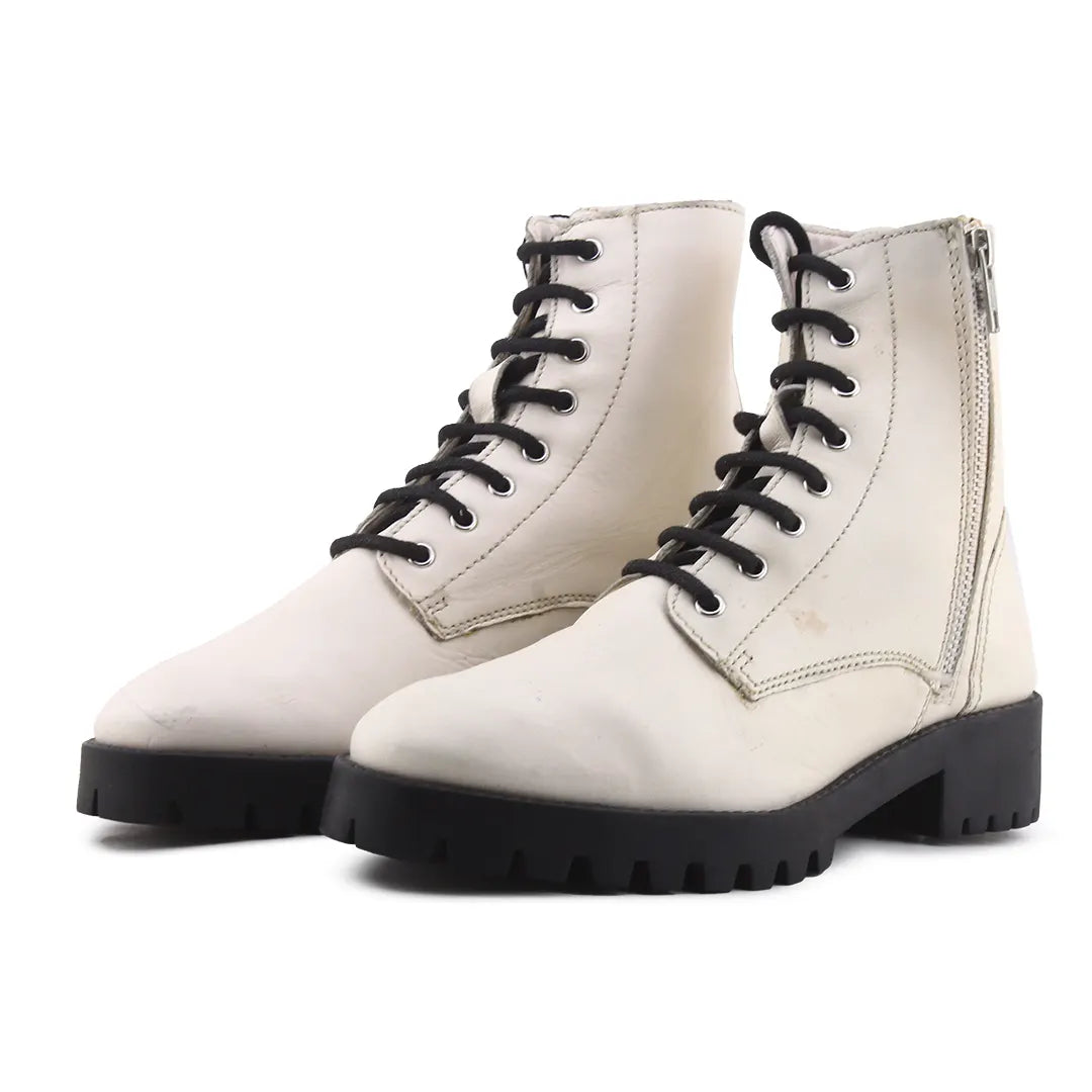Mango Zipper Lace Up Ankle Boot | 100% Authentic Leather