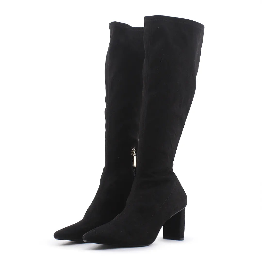 Zara Zipper Suede Knee High Boot