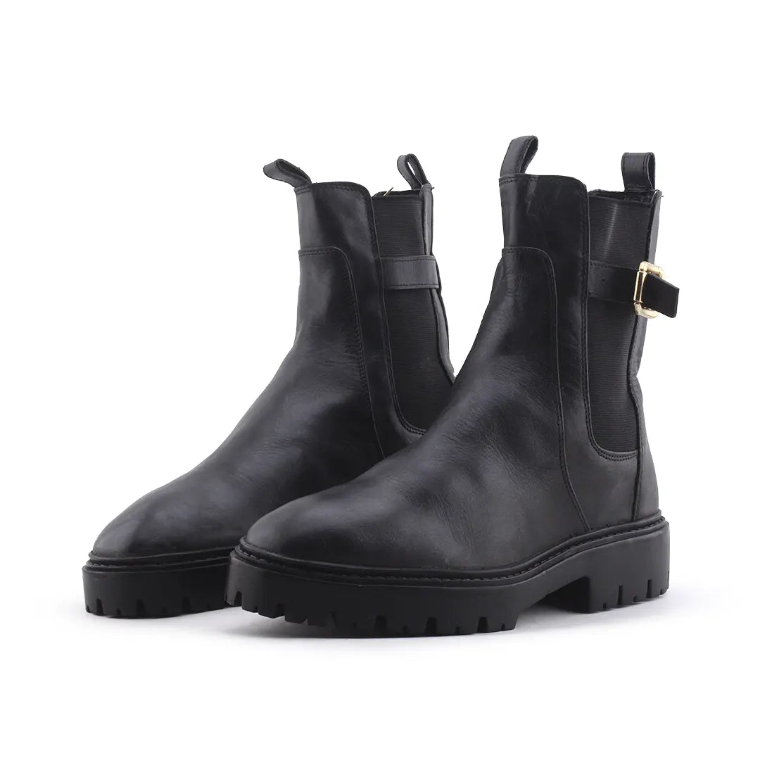 Zara Stretchable Buckle Strap Ankle Boot | 100% Authentic Leather