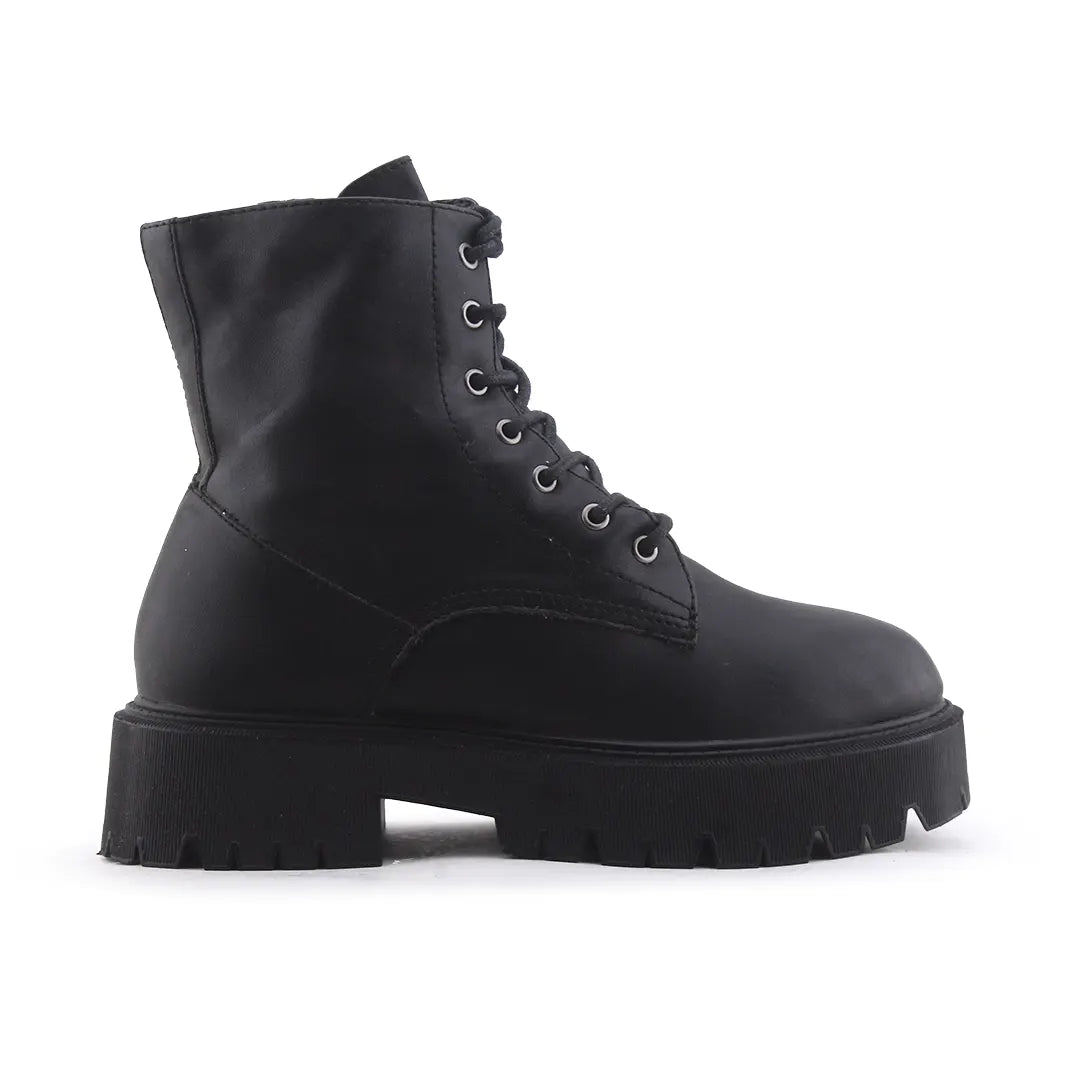 Bershka Zipper Lace Up Ankle Boot | 100% Authentic Leather