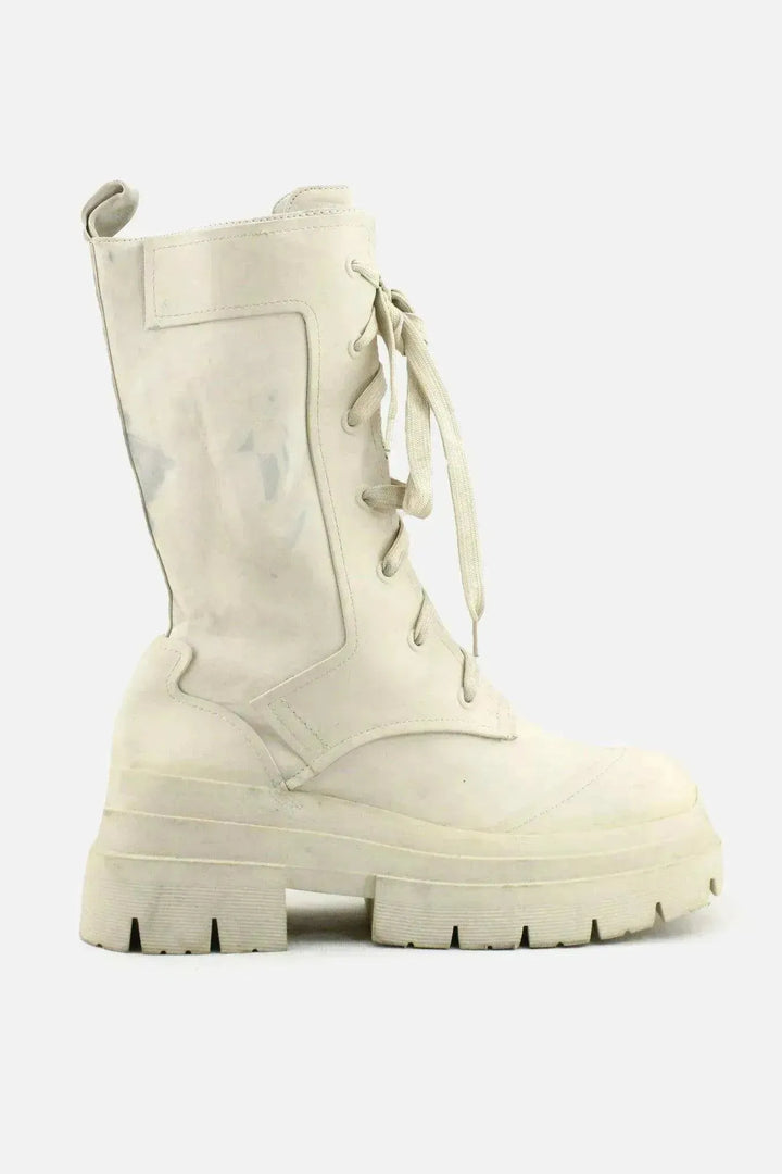 Zara Zipper Laces Combat Boots | 100% Authentic leather - sundaybazar