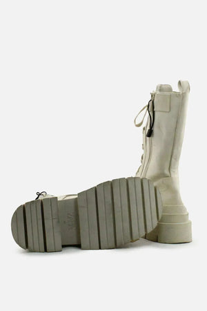 Zara Zipper Laces Combat Boots | 100% Authentic leather - sundaybazar