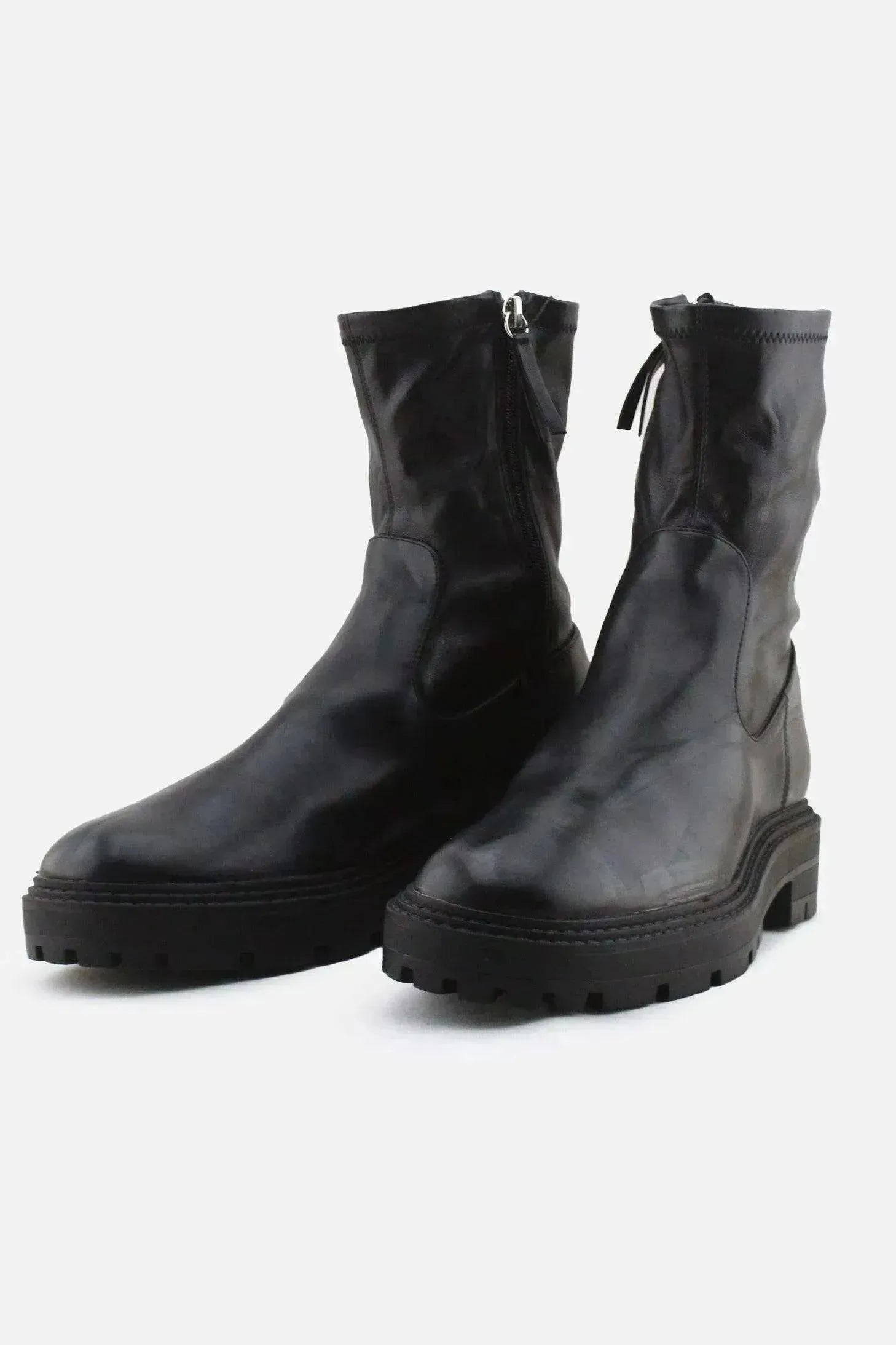Zara Zipper Ankle Boots | 100% Authentic leather - sundaybazar