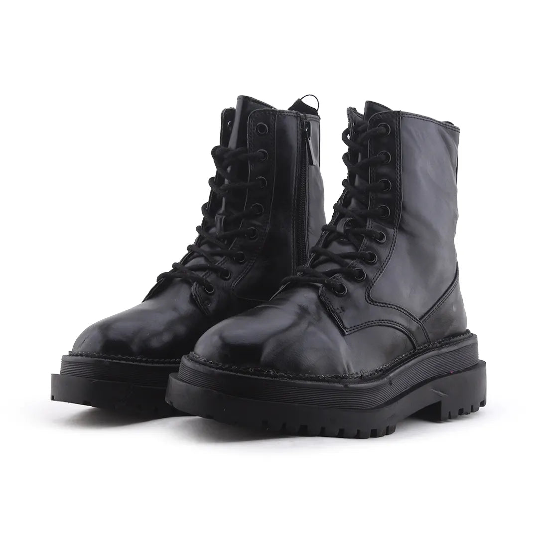 Stradivarius Zipper Lace Up Ankle Boot | 100% Authentic Leather