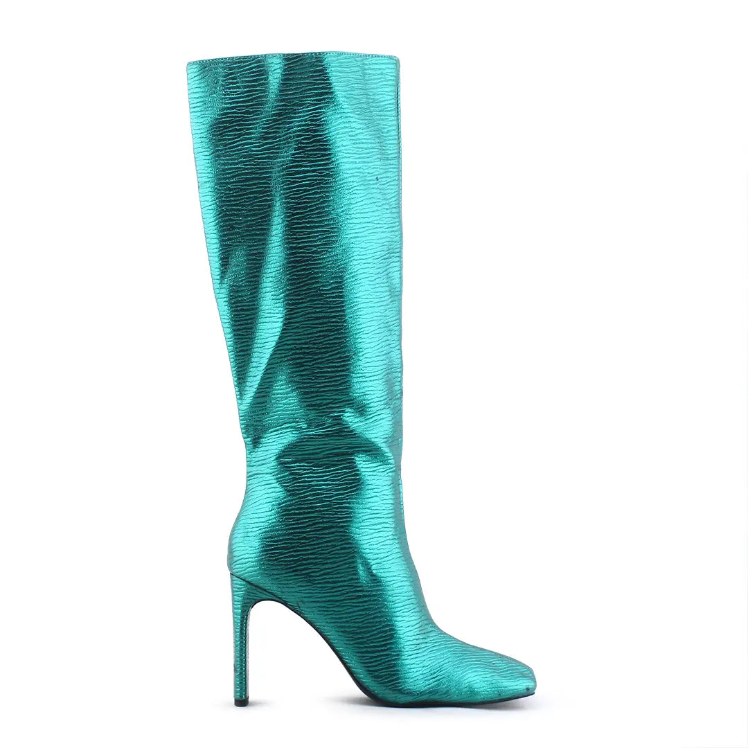 Zara Zipper Patent Knee High Boot