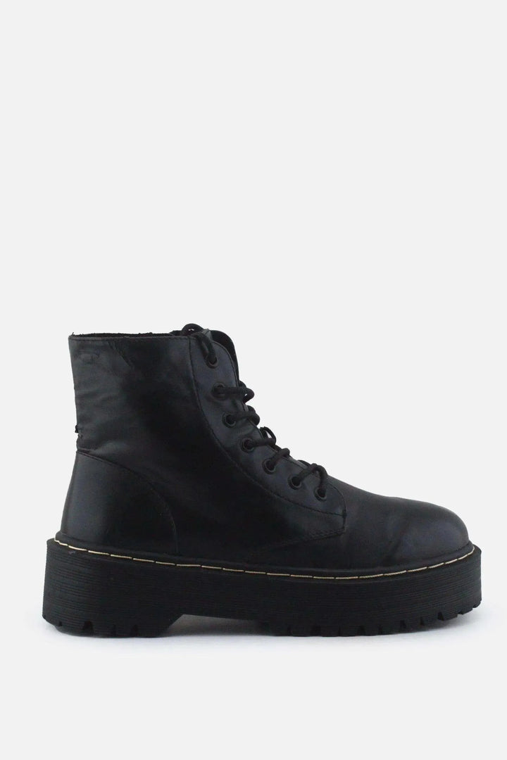 Pull & Bear Zipper Laces Combat Boots | 100% Authentic Leather - sundaybazar