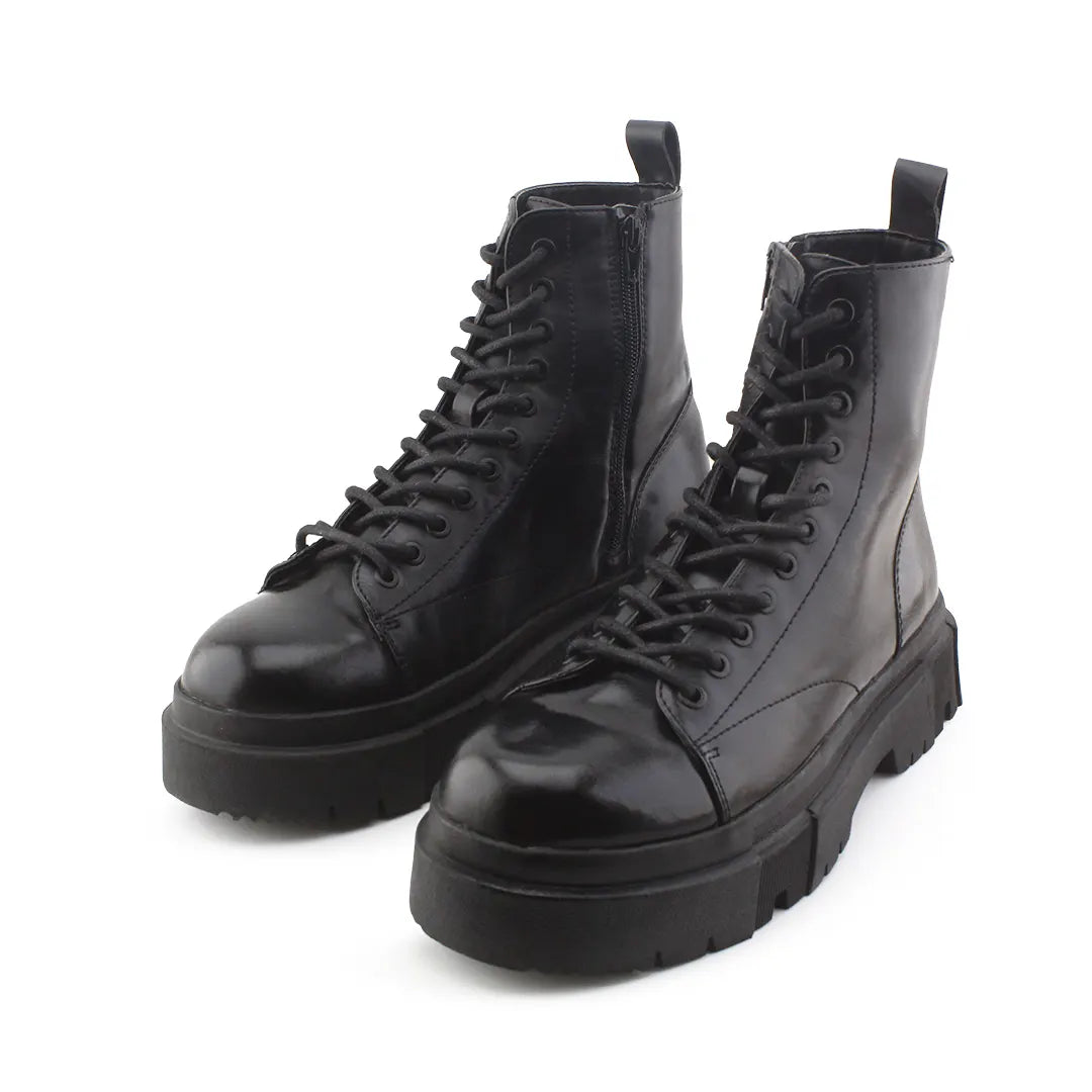 Bershka Zipper laces Combat Ankle Boots