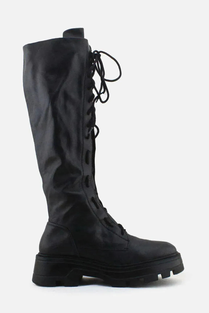 Zara Zipper Laces Knee High Boots | 100% Authentic Leather - sundaybazar