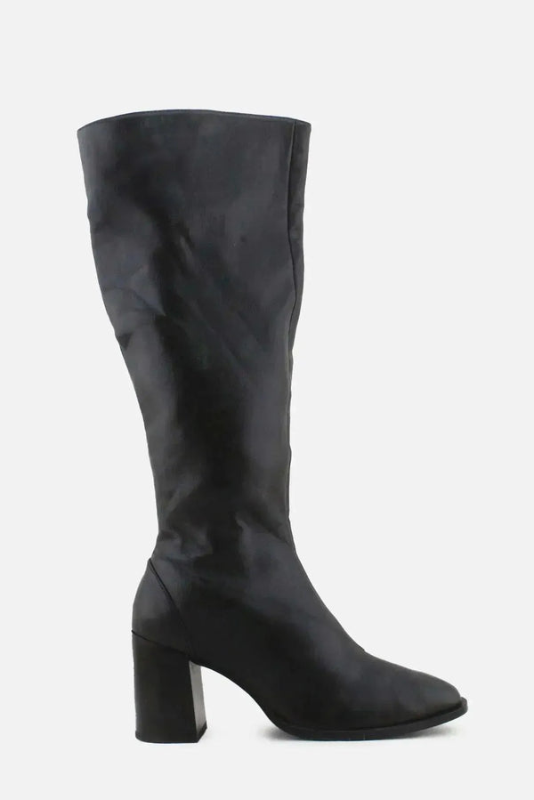 Bershka Zipper Block Heels Knee High Boots | 100% Authentic leather