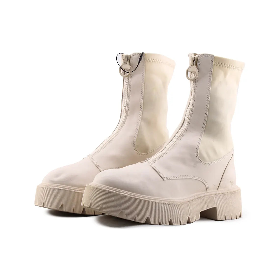 Bershka Zipper Stretchable Ankle Boot | 100% Authentic Leather