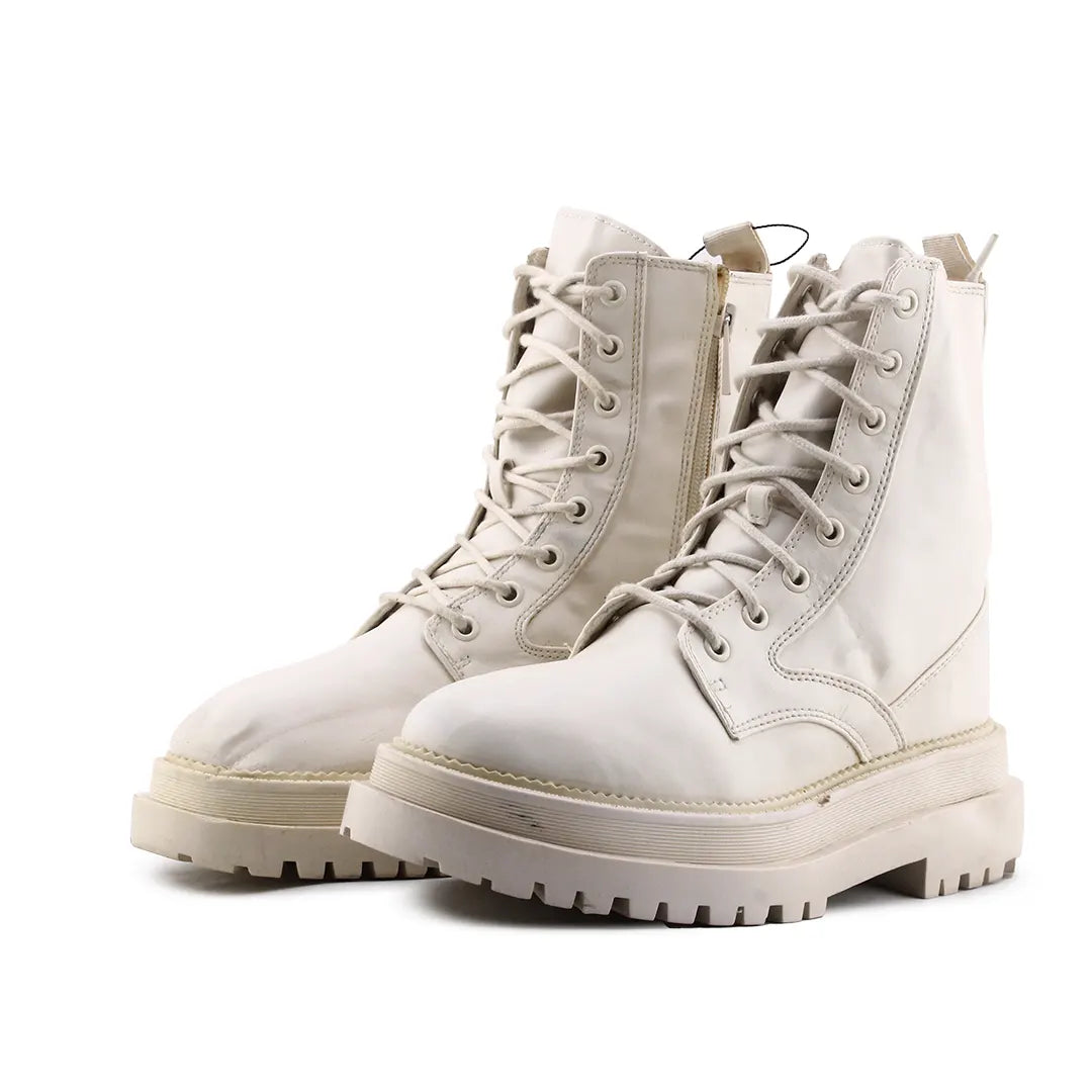 Stradivarius Zipper Lace Up Ankle Boot | 100% Authentic Leather